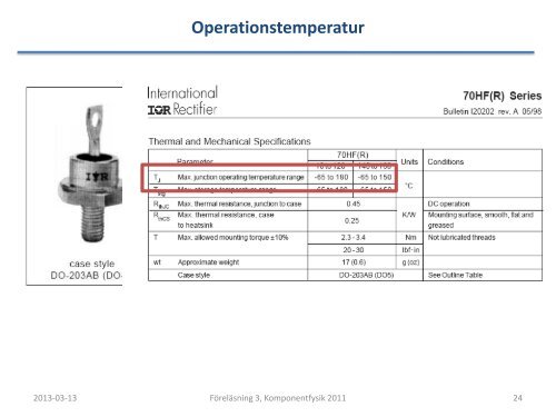 Föreläsning 3 – Extrinsiska Halvledare Energiband Drift/Diffusion ...