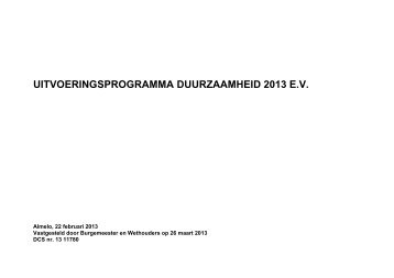 Uitvoeringsprogramma 2013 - Gemeente Almelo