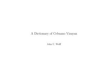 A Dictionary of Cebuano Visayan - iTeX translation reports