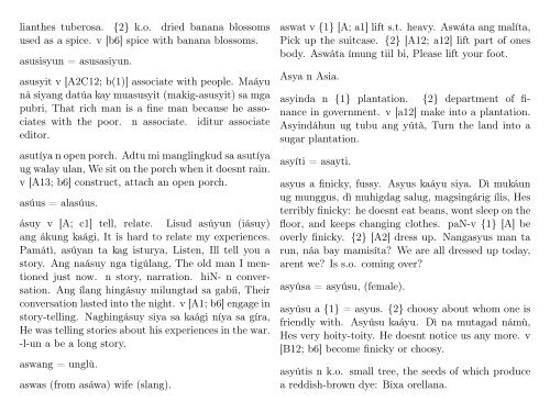 A Dictionary of Cebuano Visayan - iTeX translation reports