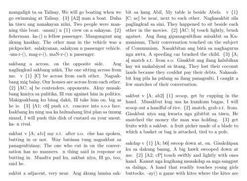 A Dictionary of Cebuano Visayan - iTeX translation reports