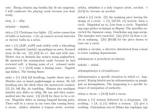 A Dictionary of Cebuano Visayan - iTeX translation reports