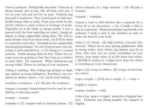 A Dictionary of Cebuano Visayan - iTeX translation reports