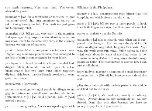 A Dictionary of Cebuano Visayan - iTeX translation reports