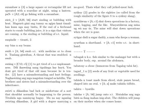 A Dictionary of Cebuano Visayan - iTeX translation reports