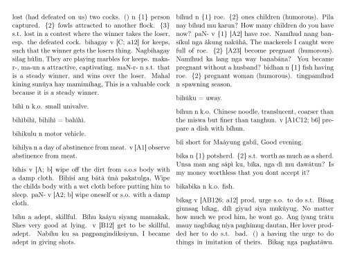 A Dictionary of Cebuano Visayan - iTeX translation reports