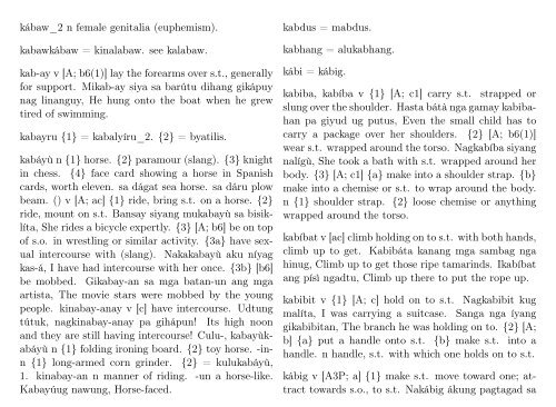 A Dictionary of Cebuano Visayan - iTeX translation reports