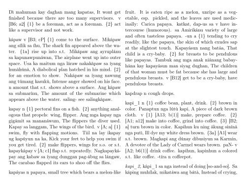 A Dictionary of Cebuano Visayan - iTeX translation reports