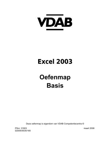 Excel 2003 Oefenmap Basis