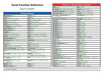 Excel Function Reference