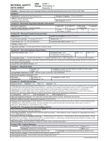 MATERIAL SAFETY DATA SHEET - Honeywell Safety Products