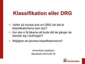 Klassifikation eller DRG