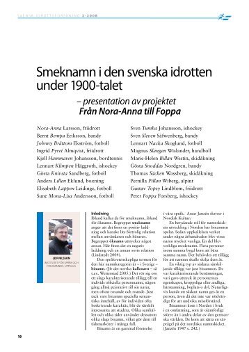 Smeknamn i den svenska idrotten under 1900-talet (2008) - GIH