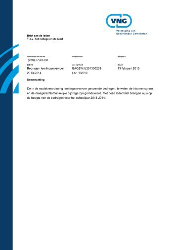 Bedragen leerlingenvervoer 2013-2014 - Vereniging van ...