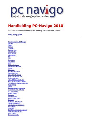 Handleiding PC-Navigo 2010 - Watersportalmanak
