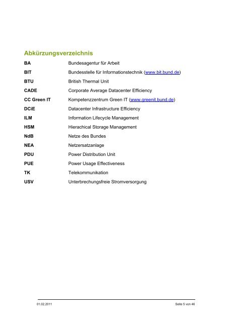 Gestaltung von energieeffizienten Serverräumen - BIT - Bund.de