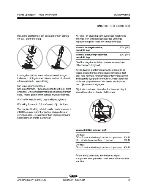 Bruksanvisning - Genie Industries