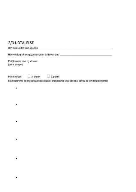 2/3-udtalelse, anden og tredje praktik. PDF dokument