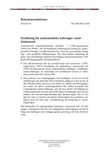 Ersättning för underjordisk ledning i jordbruksmark ... - Lantmäteriet