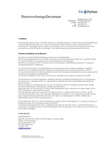 DienstverleningsDocument - FinPartner BV