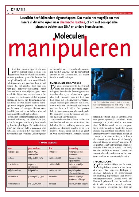 lasers - Chemische Feitelijkheden