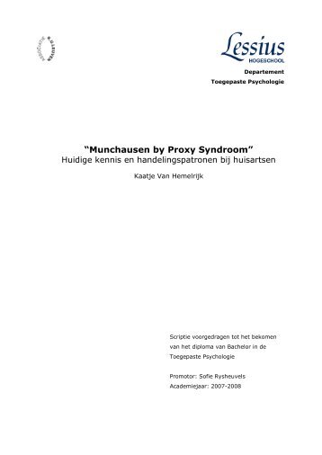 “Munchausen by Proxy Syndroom”: Huidige ... - vanhoomissen.be