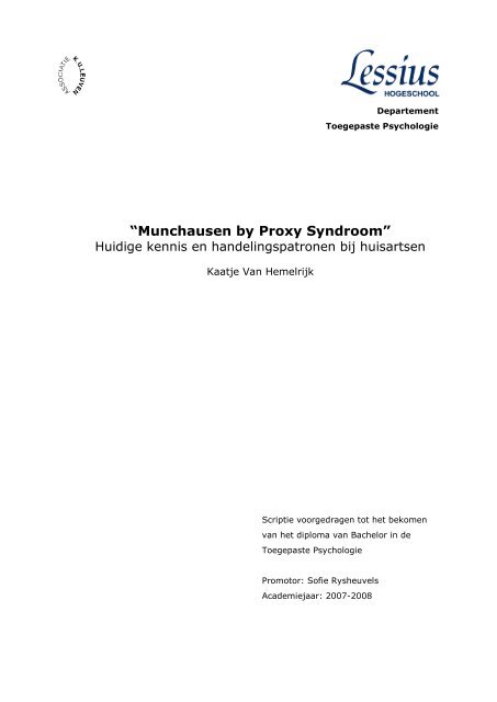 “Munchausen by Proxy Syndroom”: Huidige ... - vanhoomissen.be