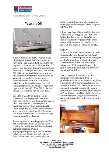 Wasa 360 - Artikel - Wasa Yachts