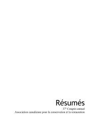 Résumés - Canadian Association for Conservation