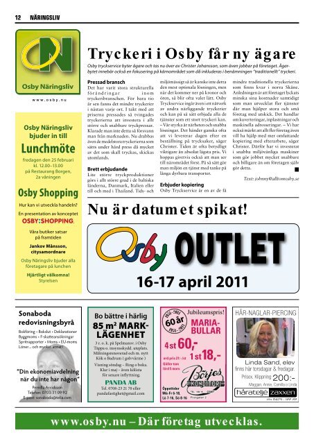 Långlördag i Osby den 5 mars, 10-16 - 100% lokaltidning