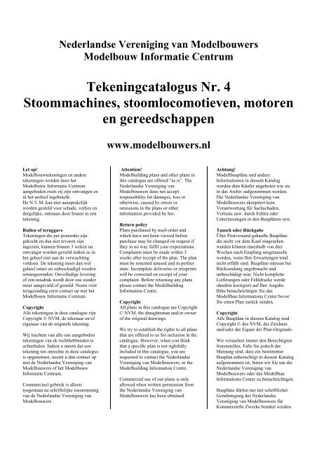 Tekeningcatalogus Nr. 4 Stoommachines, stoomlocomotieven ...