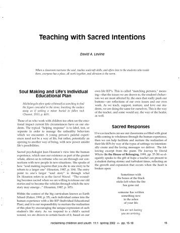 Teaching with Sacred Intentions - Reclaiming Children and Youth