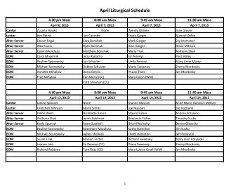 April Liturgical Schedule