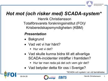 Hot mot (och risker med) SCADA-system* - Svensk Energi