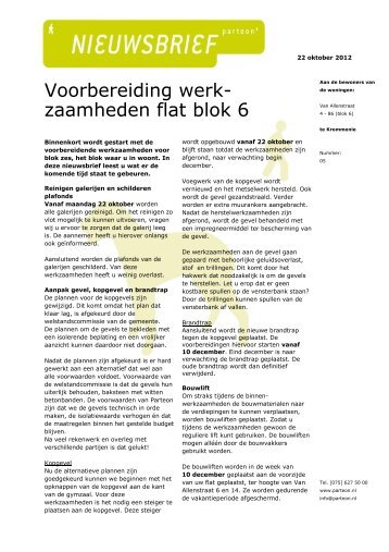 Voorbereiding werkzaamheden blok 6 - Parteon