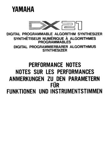 Yamaha DX21 ROM Patch List - Flite Media
