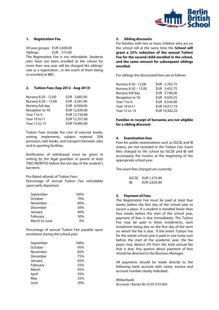 Fees 2012/2013 - Berlin British School