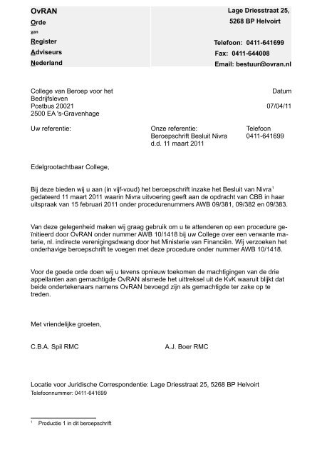 herhaalde beroepschrift - Stichting Wakkere Accountant