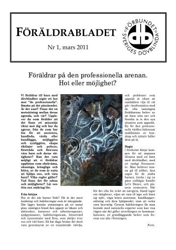 Föräldrabladet nr 1, mars 2011 - Föreningen Sveriges Dövblinda