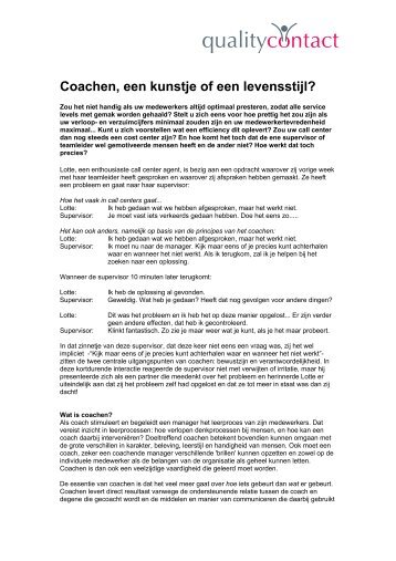 Effectief leiderschap door continue coaching van uw callcenter ...