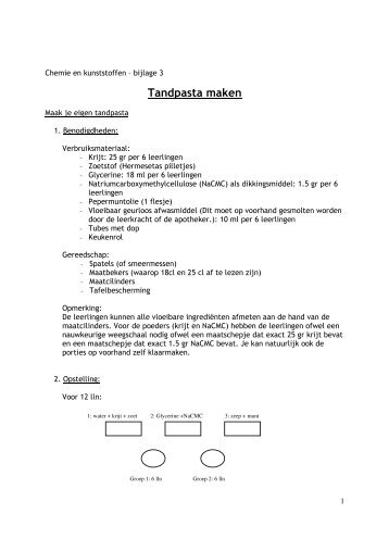 Tandpasta maken - Beroepenhuis