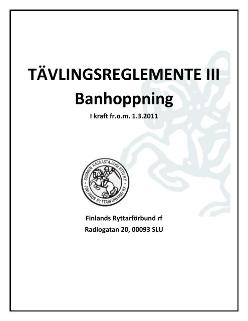 TÄVLINGS REGLEMENTE III BANHOPPNING