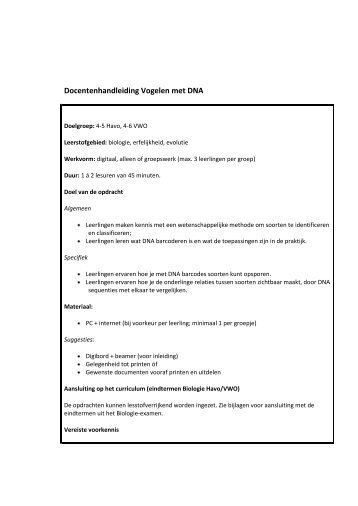 Docentenhandleiding Vogelen met DNA.pdf - Verrijkingsstof