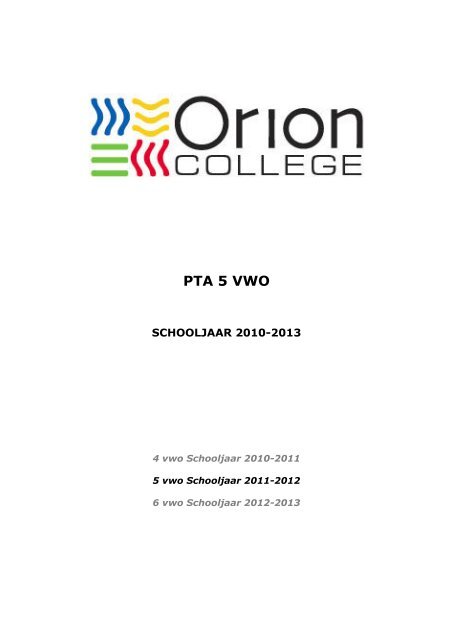 PTA 5 VWO - Orion Lyceum