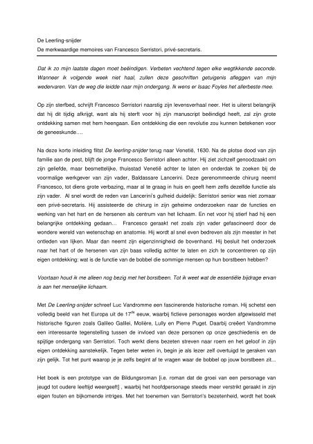 De Leerling-snijder De merkwaardige memoires van ... - Davidsfonds