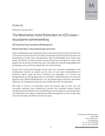 The Manhattan Hotel Rotterdam en LED Lease – duurzaame ...