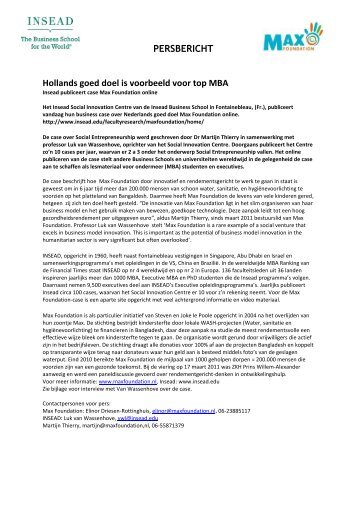 PERSBERICHT Hollands goed doel is voorbeeld ... - Max Foundation