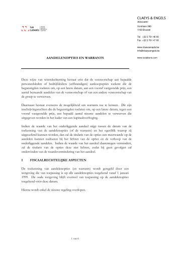 Aandelenopties en warranten - Edenred