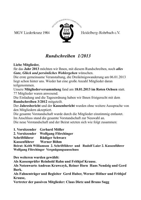 Rundschreiben 1/2013 - MGV Liederkranz 1904 Heidelberg-Rohrbach