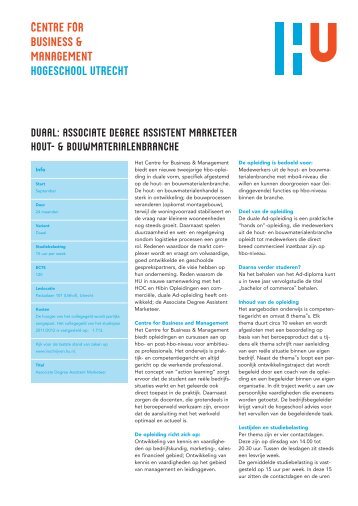 de groothandel voor Bouw- en Hout materialen - Hogeschool Utrecht